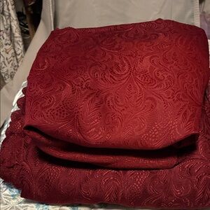 EUC 2 Rich Red/Scarlet Polyester Fabric Curtain Panels